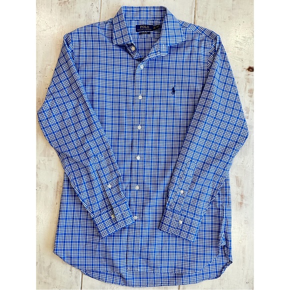 NWOT Ralph Lauren Polo “Easy Care” Blue Plaid Oxford Button Down Sz. 15.5 - Picture 2 of 6
